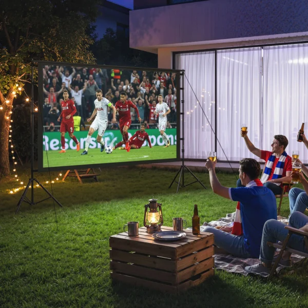 100 Inch 16:9 HD 4K/8K Projectorscherm Met Standaard, Draagbaar Dubbelzijdig Scherm Met Inklapbare Statieven, Wit