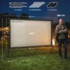 100 Inch 16:9 HD 4K/8K Projectorscherm Met Standaard, Draagbaar Dubbelzijdig Scherm Met Inklapbare Statieven, Wit