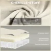 146 Cm Tweezitsbank, Chenille Bank Met Dubbele Laag Bekleding, Verenkussens, Diepe Zit, Hoge Rugleuning, Crème
