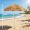 150 Cm Hula Stro Rieten Dak Tiki Strand En Tuinparasol Met Zandanker, Verstelbare Hoogte En Kantelfunctie, Stro Rieten Dak Zonnescherm