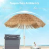 150 Cm Hula Stro Rieten Dak Tiki Strand En Tuinparasol Met Zandanker, Verstelbare Hoogte En Kantelfunctie, Stro Rieten Dak Zonnescherm
