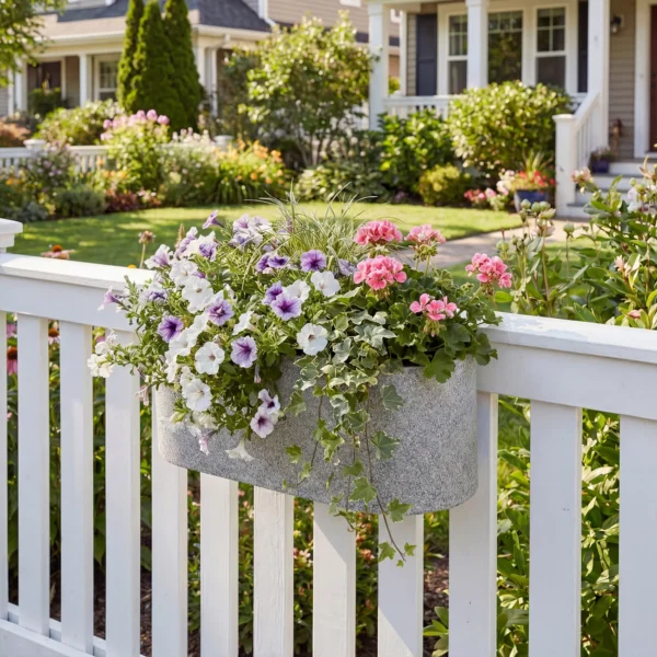 2 delige Set Hangende Bloempot Plantenbak Met Afvoersysteem Gat Haak 42 X 16 X 15 Cm Lichtgrijs