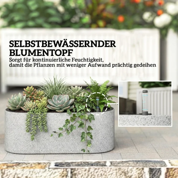 2 delige Set Hangende Bloempot Plantenbak Met Afvoersysteem Gat Haak 42 X 16 X 15 Cm Lichtgrijs