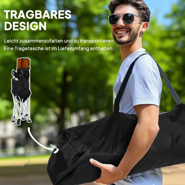 2 delige Set Opvouwbare Campingstoel Met Afneembare Voetensteun, Drankhouder, Belastbaar Tot 120 Kg, Oranje