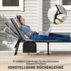 2 delige Set Opvouwbare Zonneligstoel Tuinligstoel Met Hoofdkussen 5 voudig Verstelbare Rugleuning Zijtas Donkergrijs