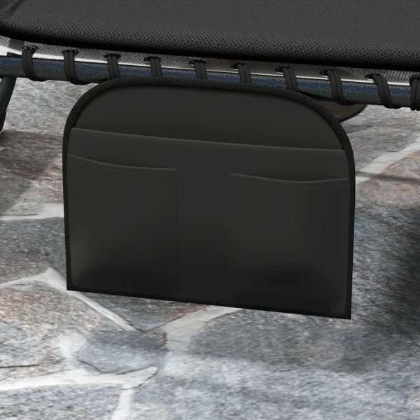 2 delige Set Opvouwbare Zonneligstoel Tuinligstoel Met Hoofdkussen 5 voudig Verstelbare Rugleuning Zijtas Zwart