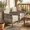 2 delige Set Tuinstoel Polyrattan Tuinmeubilair Met 2 Fauteuils Afneembare Kussens Stalen Frame Grijs
