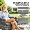 2 delige Set Tuinstoel Polyrattan Tuinmeubilair Met 2 Fauteuils Afneembare Kussens Stalen Frame Grijs