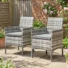 2 delige Set Tuinstoel Polyrattan Tuinmeubilair Met 2 Fauteuils Afneembare Kussens Stalen Frame Grijs