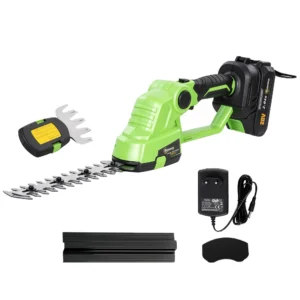 2 in 1 Accu Heggenschaar Elektrische Hagen & Struikschaar Met 20/10cm Snijlengte, Oplader