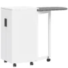 2 in 1 Opvouwbare Strijkplankkast Op Wielen Met Strijkplank En Verstelbaar Rek Voor Kleine Ruimtes, Wit