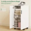 2 in 1 Opvouwbare Strijkplankkast Op Wielen Met Strijkplank En Verstelbaar Rek Voor Kleine Ruimtes, Wit
