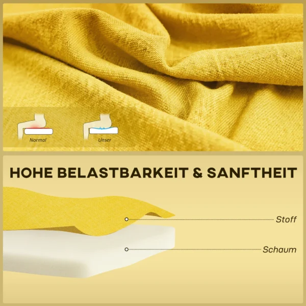 2 zits Bank, Zachte Bekleding, Onderhoudsvriendelijke Hoes, Tot 220 Kg, 117 X 56,5 X 77 Cm, Geel