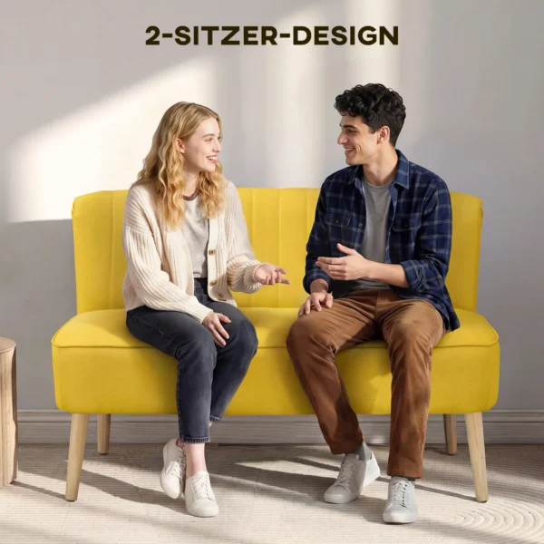 2 zits Bank, Zachte Bekleding, Onderhoudsvriendelijke Hoes, Tot 220 Kg, 117 X 56,5 X 77 Cm, Geel