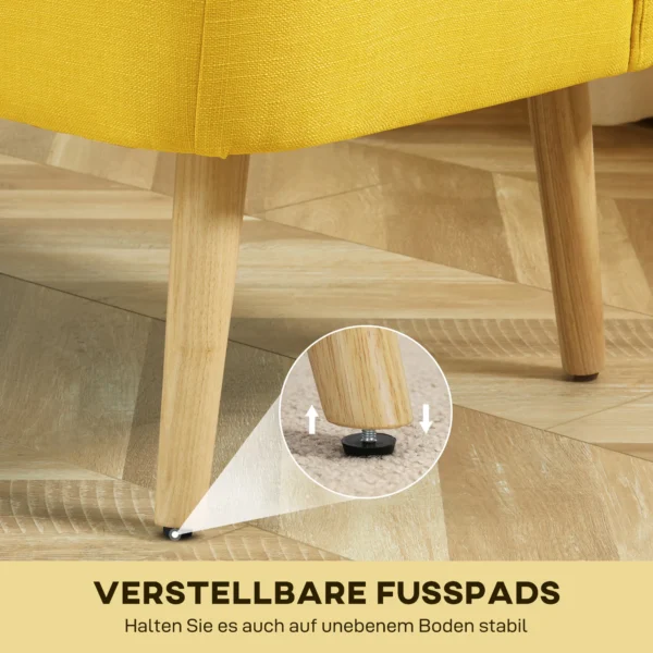 2 zits Bank, Zachte Bekleding, Onderhoudsvriendelijke Hoes, Tot 220 Kg, 117 X 56,5 X 77 Cm, Geel