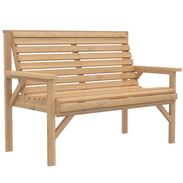 2 zits Houten Tuinbank, Lattenbank Met Arm En Rugleuning, Buitenmeubilair Voor Balkon, Terras, Tuin