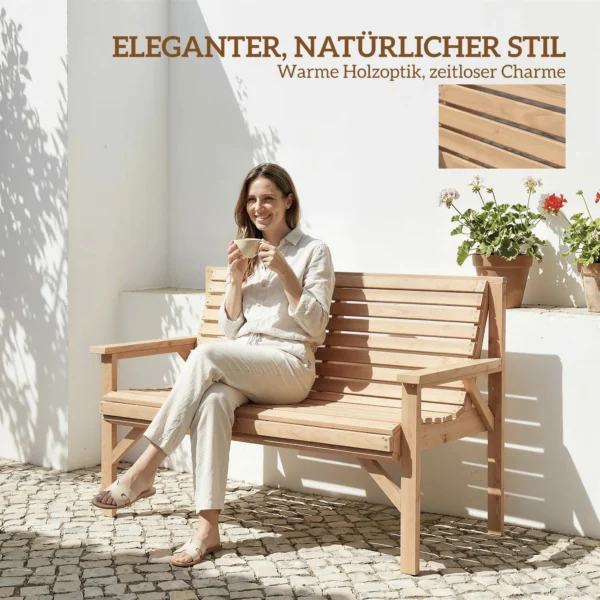 2 zits Houten Tuinbank, Lattenbank Met Arm En Rugleuning, Buitenmeubilair Voor Balkon, Terras, Tuin