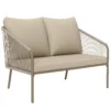 2 zits Rattan Bank Met Kussens Loungesofa Zitgroep, Weerbestendige Bank Beige