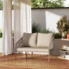 2 zits Rattan Bank Met Kussens Loungesofa Zitgroep, Weerbestendige Bank Beige