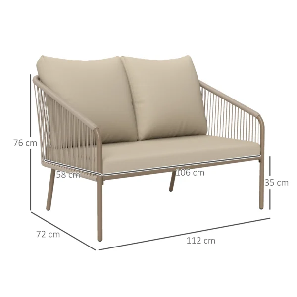 2 zits Rattan Bank Met Kussens Loungesofa Zitgroep, Weerbestendige Bank Beige