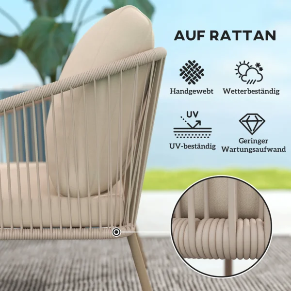 2 zits Rattan Bank Met Kussens Loungesofa Zitgroep, Weerbestendige Bank Beige