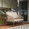 2 zits Rattan Bank Met Kussens Loungesofa Zitgroep, Weerbestendige Bank Beige
