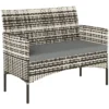 2 zits Rattan Tuinbank PE Rattan Outdoor Terrasbank Met Kussens, Anti slip Matten, Stalen Frame, Lichtgrijs