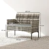 2 zits Rattan Tuinbank PE Rattan Outdoor Terrasbank Met Kussens, Anti slip Matten, Stalen Frame, Lichtgrijs