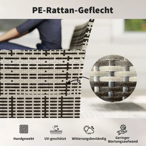 2 zits Rattan Tuinbank PE Rattan Outdoor Terrasbank Met Kussens, Anti slip Matten, Stalen Frame, Lichtgrijs