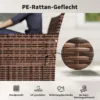 2 zits Rattan Tuinsofa PE Rattan Outdoor Terras Sofa Met Kussens, Anti Slip Matten, Stalen Frame, Khaki