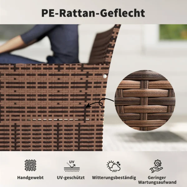 2 zits Rattan Tuinsofa PE Rattan Outdoor Terras Sofa Met Kussens, Anti Slip Matten, Stalen Frame, Khaki