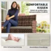 2 zits Rattan Tuinsofa PE Rattan Outdoor Terras Sofa Met Kussens, Anti Slip Matten, Stalen Frame, Khaki