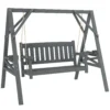 2 zits Tuinschommel, Houten Schommelbank Met Planken, Drankhouders En Metalen Kettingen, Grijs