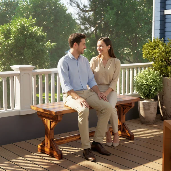 2 zits Weerbestendige Tuinbank Houten Zitbank Parkbank Met X basis 240kg Draagvermogen 114 X 40 X 46 Cm Verkoold