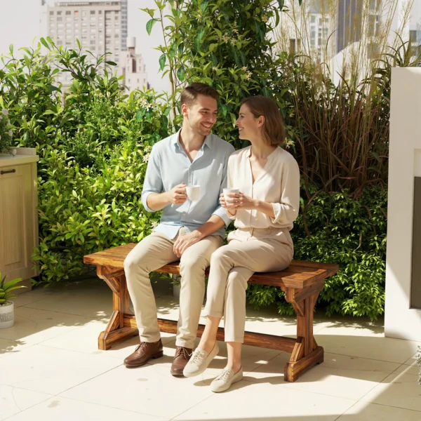 2 zits Weerbestendige Tuinbank Houten Zitbank Parkbank Met X basis 240kg Draagvermogen 114 X 40 X 46 Cm Verkoold