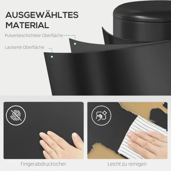 20 Liter Keukenafvalbak, Vingerafdrukbestendige Metalen Vuilnisbak Met Soft Close Deksel, Voetpedaal En Uitneembare Bak, Zwart