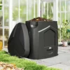 240L Tuincomposter, Driehoekige Compostbak Met 3 Deuren, Zwart