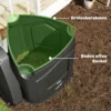 240L Tuincomposter, Driehoekige Compostbak Met 3 Deuren, Zwart