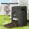 240L Tuincomposter, Driehoekige Compostbak Met 3 Deuren, Zwart