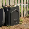 240L Tuincomposter, Driehoekige Compostbak Met 3 Deuren, Zwart