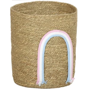 24,7L Opbergmand Met Regenboogdecoratie, Grote Gevlochten Mand Voor Badkamer, Slaapkamer, Natuur