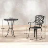 3 delig Tuin Bistro Set Ronde Bistrotisch Met 2 Stoelen Parasol Gat, Antiek Van Aluminiumgietwerk