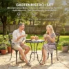 3 delig Tuin Bistro Set Ronde Bistrotisch Met 2 Stoelen Parasol Gat, Antiek Van Aluminiumgietwerk