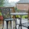 3 delig Tuin Bistro Set Ronde Bistrotisch Met 2 Stoelen Parasol Gat, Antiek Van Aluminiumgietwerk