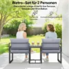 3 delige Balkonmeubelset 2 Stoelen Met Tafel Afneembare Zit & Rugkussens Ademende Hoes Grijs
