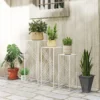 3 delige Plantenstandaard Set, 50/60/70 Cm Hoge Bloemenstandaard, Stapelbaar Plantenrek Van Metaal Wit