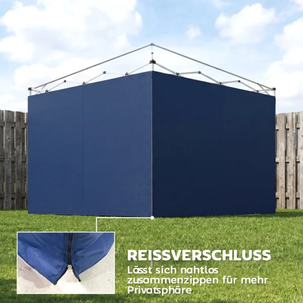 3 delige Set Zijpanelen Met Rits Voor 3 X 3 M Paviljoen, Donkerblauw
