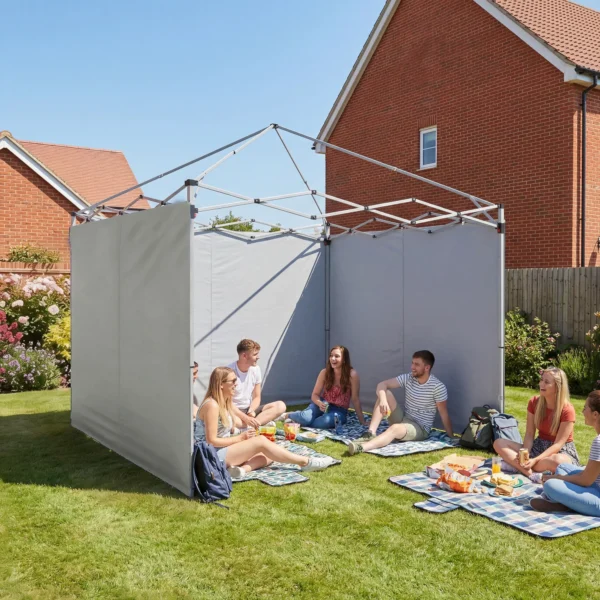 3 delige Set Zijpanelen Met Rits Voor 3 X 3 M Paviljoen, Lichtgrijs