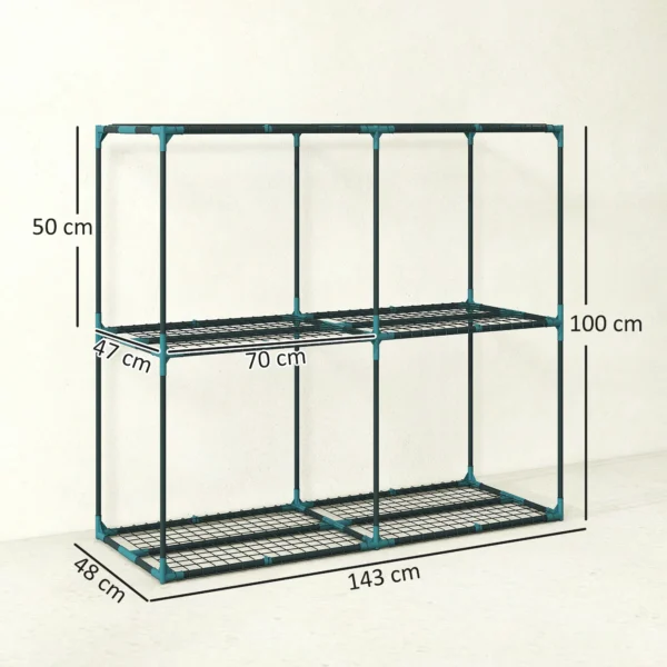 3 laags Plantenstandaard, 100 Cm Hoog Bloemenstandaard Met Planken, Meerlaags Staal Donkergroen