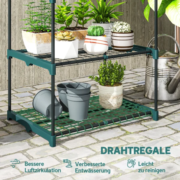 3 laags Plantenstandaard, 72 Cm Hoog Bloemenstandaard Voor Binnen Buiten, Plantenrek Van Staal Donkergroen